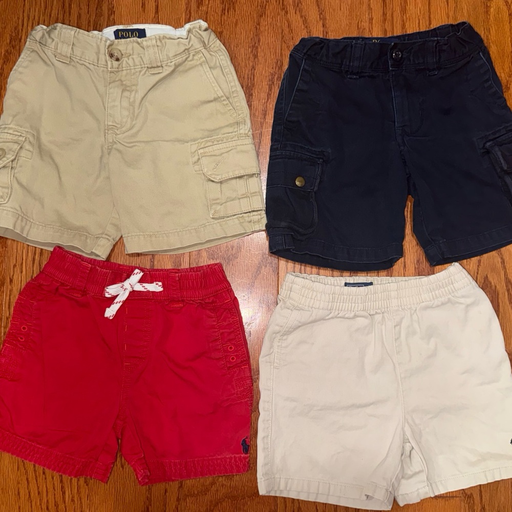 Ralph Lauren Polo Boy Shorts Bundle 4pc 3T & 18M Cargo Chino Red Navy Khaki